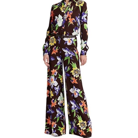 Ralph Lauren Spring 2021 Collection Brown Multi Hailey Floral Print Cady Blouse - Picture 6 of 16